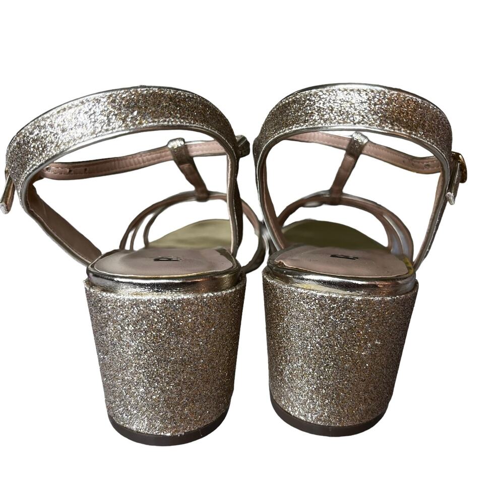 Paradox London PINK Collab “Sadie” GOLD Glitter Sandals 9.5 Glam Formal - Picture 4 of 6